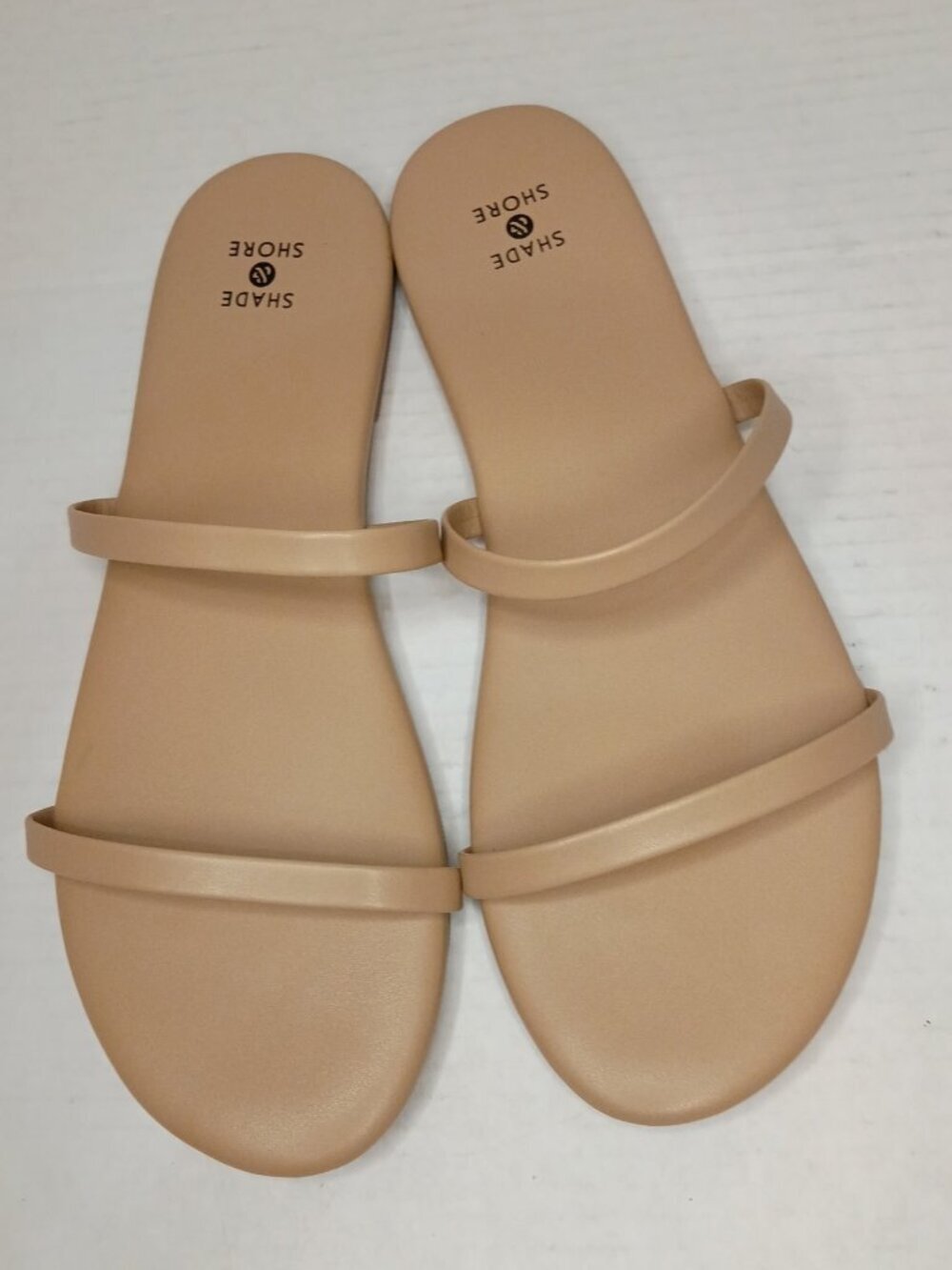 Shade & Shore Indi Tan Minimalist Two Strap Slide Sandals Size 9